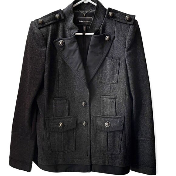 BCBG Maxazria 100% Wool Heather Gray Single Breasted Peacoat Women’s M Academia - Picture 1 of 8